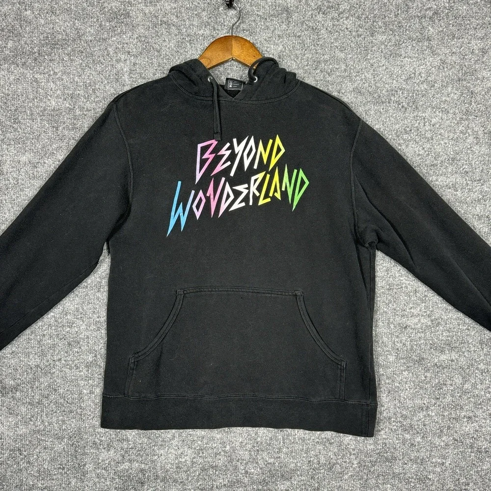 Beyond Wonderland Hoodie Womens Small Black Rainbow Dance Insomniac Sweater Rave - Picture 2 of 10